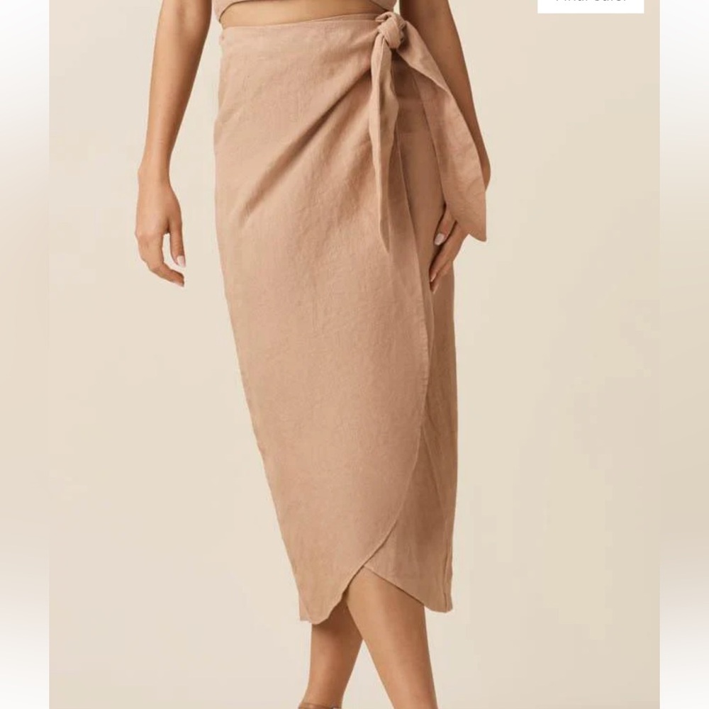 VETTA Linen Wrap Midi Skirt (M)
